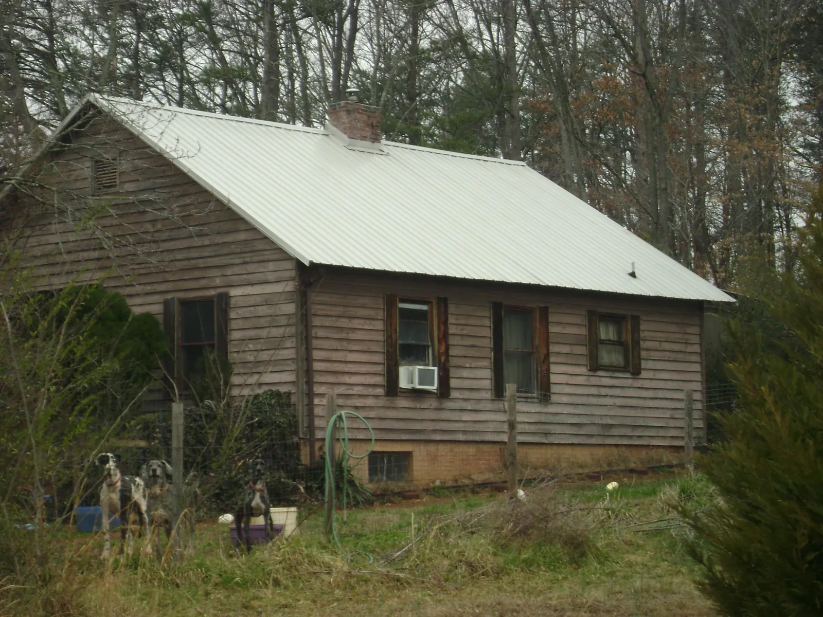 White metal roof on an old wood sided farmhouse, from a Metal Roof Installation job in Brandeis